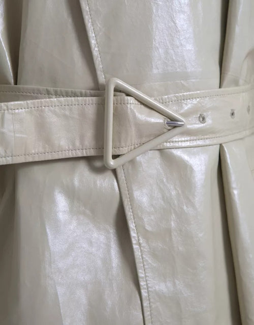 Bottega Veneta Beige Lambskin Leather Trench Coat Jacket