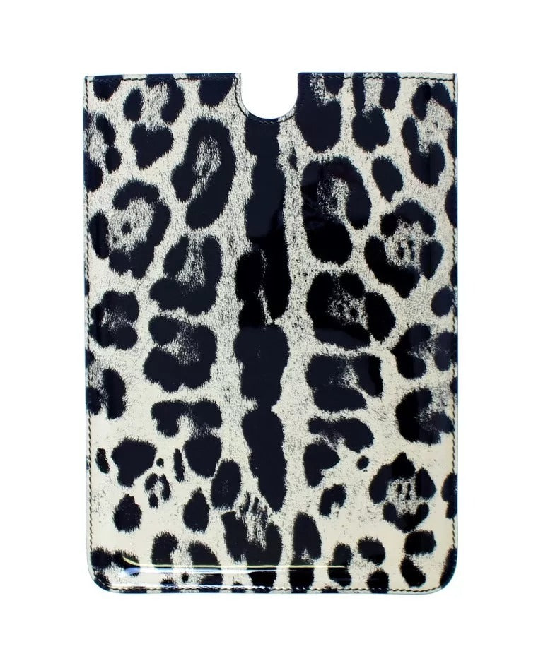 Dolce & Gabbana White Leopard Pattern Leather eBook Cover Tablet Case - ClickThatClicks 
