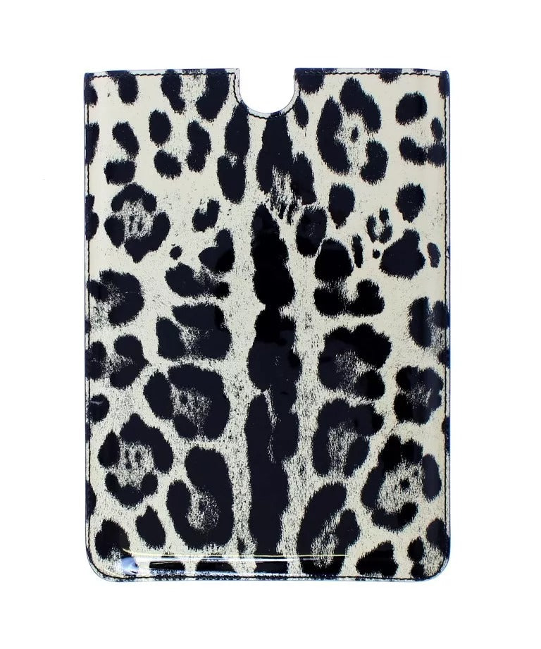 Dolce & Gabbana White Leopard Pattern Leather eBook Cover Tablet Case - ClickThatClicks 