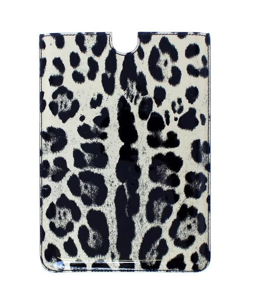Dolce & Gabbana White Leopard Pattern Leather eBook Cover Tablet Case - ClickThatClicks 