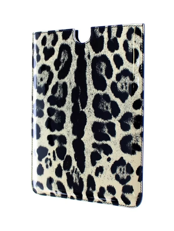 Dolce & Gabbana White Leopard Pattern Leather eBook Cover Tablet Case - ClickThatClicks 