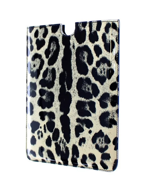 Dolce & Gabbana White Leopard Pattern Leather eBook Cover Tablet Case - ClickThatClicks 