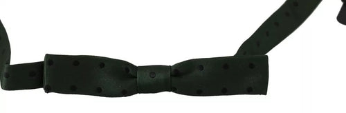 Dolce & Gabbana Green Dotted Silk Adjustable Neck Bow Tie - ClickThatClicks 