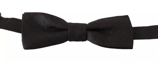 Dolce & Gabbana Gray Dotted Silk Adjustable Neck Bow Tie - ClickThatClicks