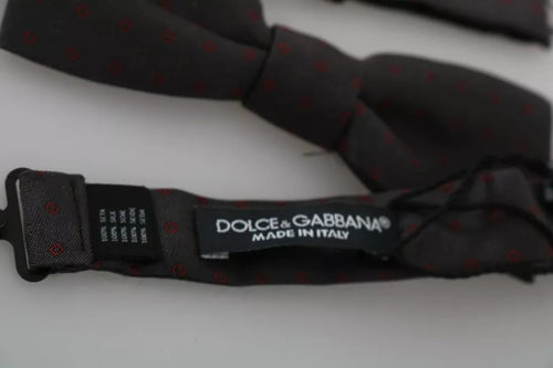 Dolce & Gabbana Gray Dotted Silk Adjustable Neck Bow Tie - ClickThatClicks 