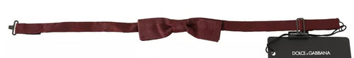 Dolce & Gabbana Bordeaux Silk Floral Faille Adjustable Bow Tie - ClickThatClicks 