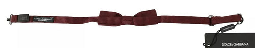 Dolce & Gabbana Bordeaux Silk Floral Faille Adjustable Bow Tie - ClickThatClicks 