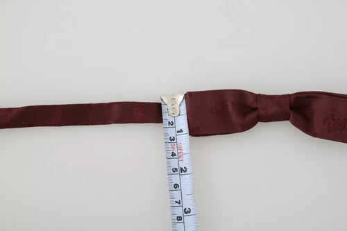 Dolce & Gabbana Bordeaux Silk Floral Faille Adjustable Bow Tie - ClickThatClicks 