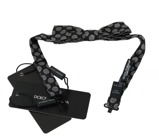 Dolce & Gabbana Black Silk Circles Men Necktie Bow Tie - ClickThatClicks