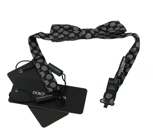 Dolce & Gabbana Black Silk Circles Men Necktie Bow Tie - ClickThatClicks 