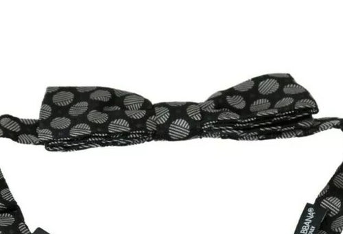 Dolce & Gabbana Black Silk Circles Men Necktie Bow Tie - ClickThatClicks 
