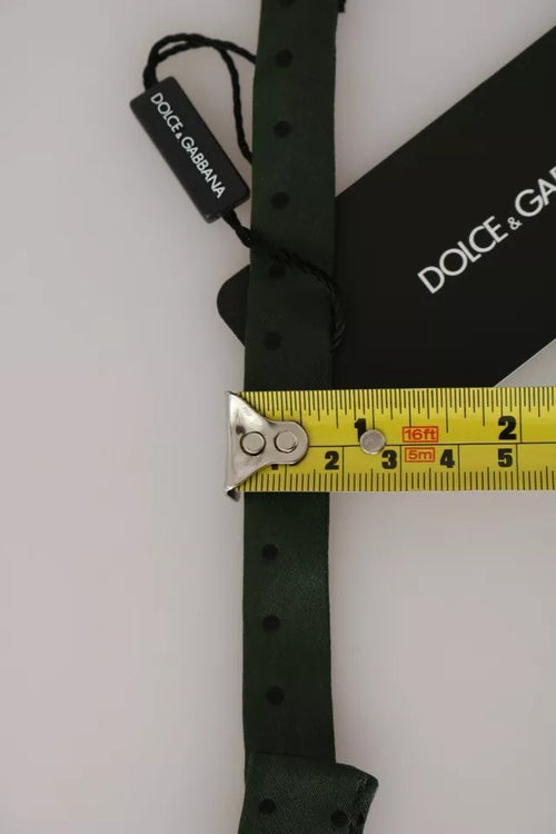 Dolce & Gabbana Green Silk Dotted Mens Necktie Bow Tie - ClickThatClicks 