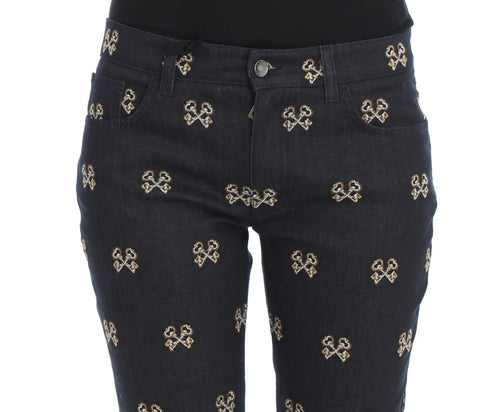 Dolce & Gabbana Blue Key Embroidered Slim Fit KATE Jeans - ClickThatClicks 