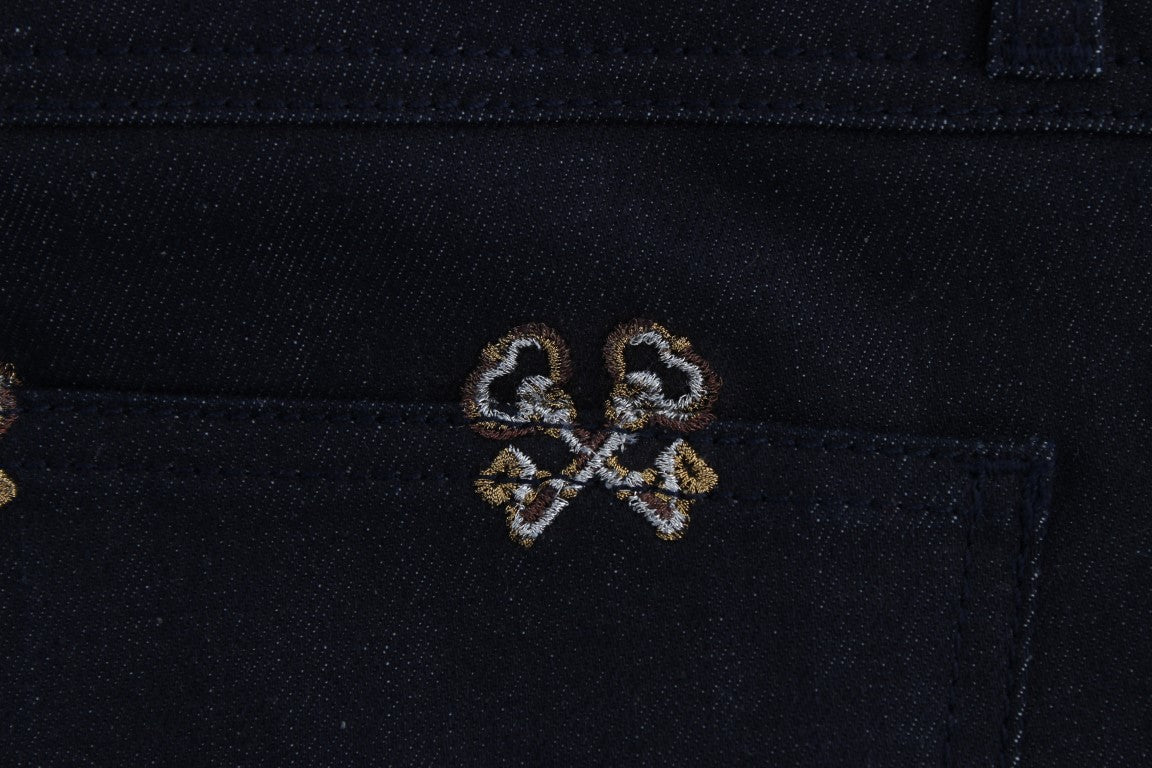 Dolce & Gabbana Blue Key Embroidered Slim Fit KATE Jeans - ClickThatClicks 
