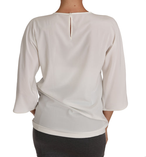 Dolce & Gabbana White Silk #dgfamily Crystal T-shirt - ClickThatClicks 