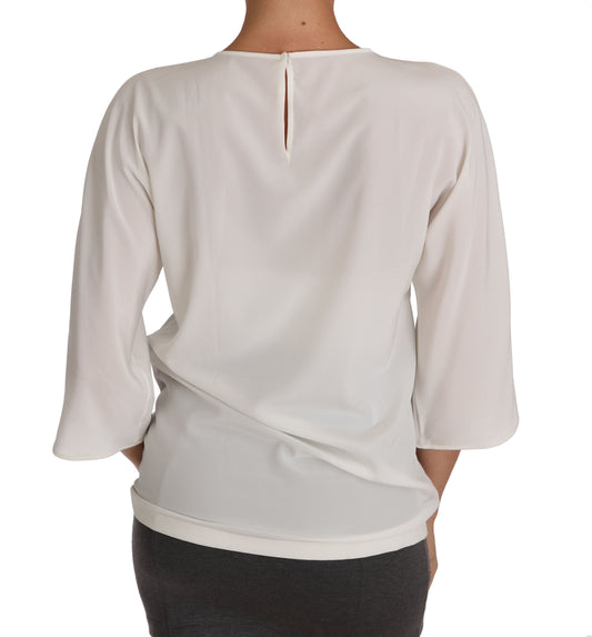 Dolce & Gabbana White Silk #dgfamily Crystal T-shirt - ClickThatClicks 