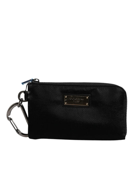 Dolce & Gabbana Black Nylon Logo Plaque Keyring Pouch Clutch Bag - ClickThatClicks 