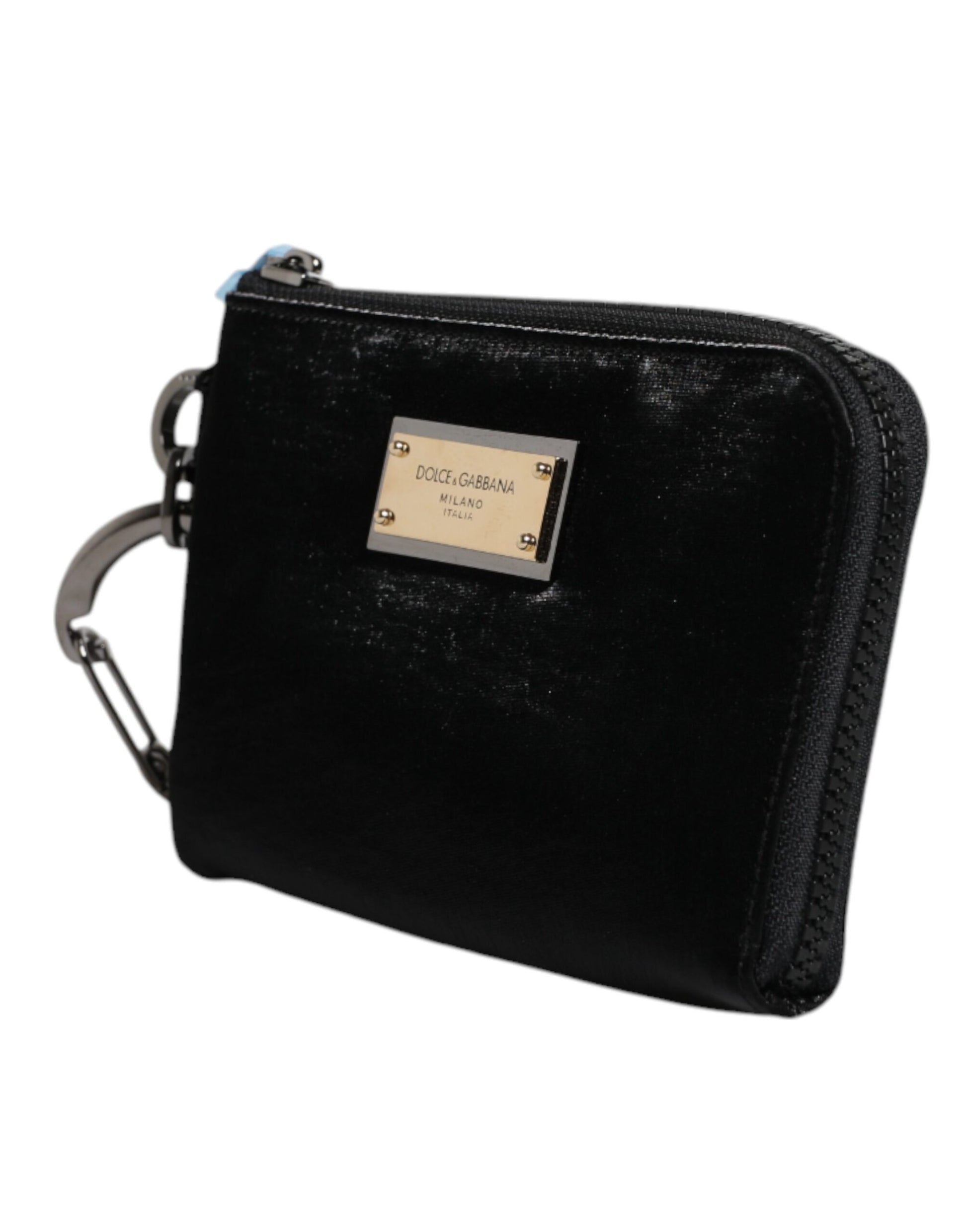 Dolce & Gabbana Black Nylon Logo Plaque Keyring Pouch Clutch Bag - ClickThatClicks 