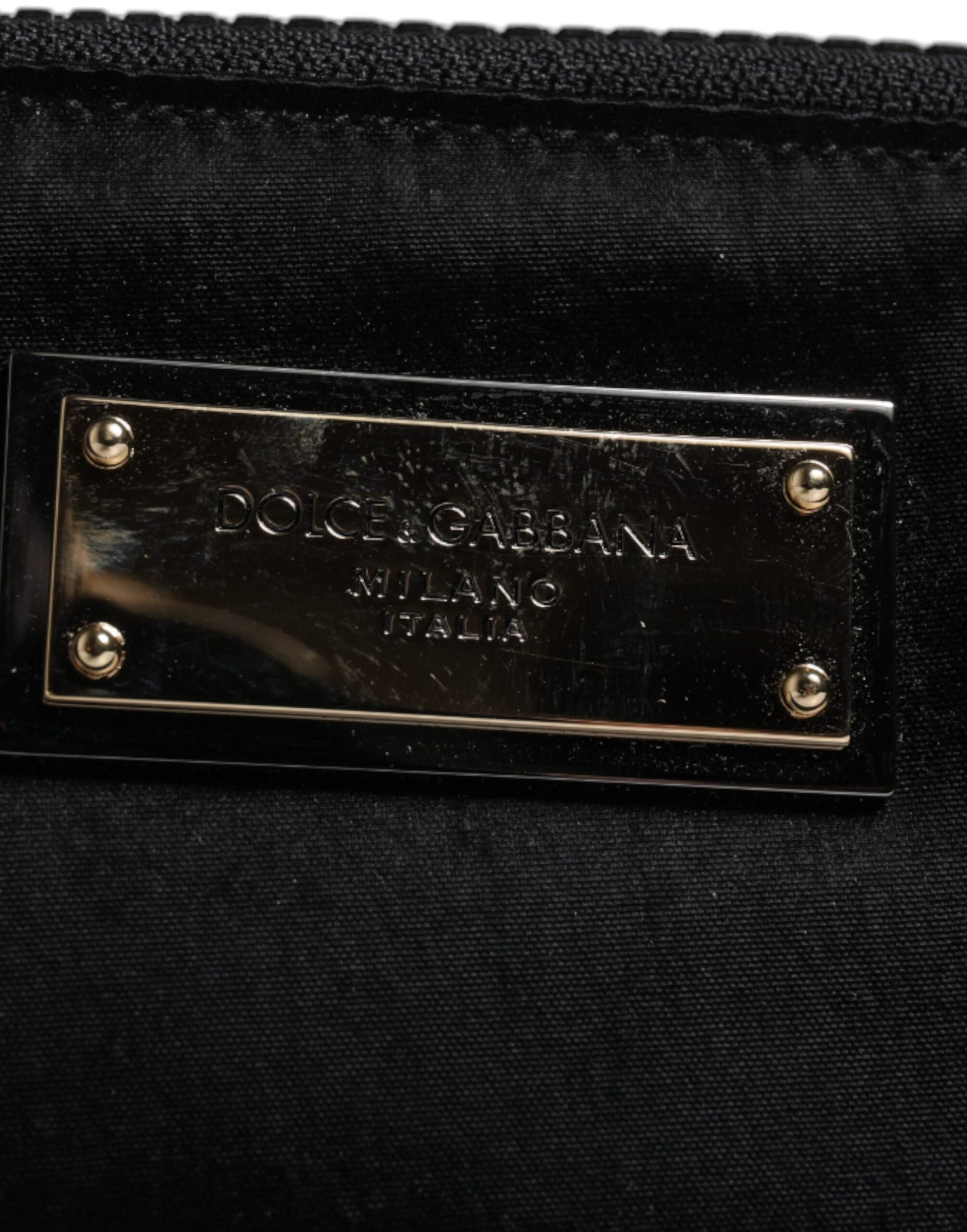 Dolce & Gabbana Black Nylon Logo Plaque Keyring Pouch Clutch Bag - ClickThatClicks 
