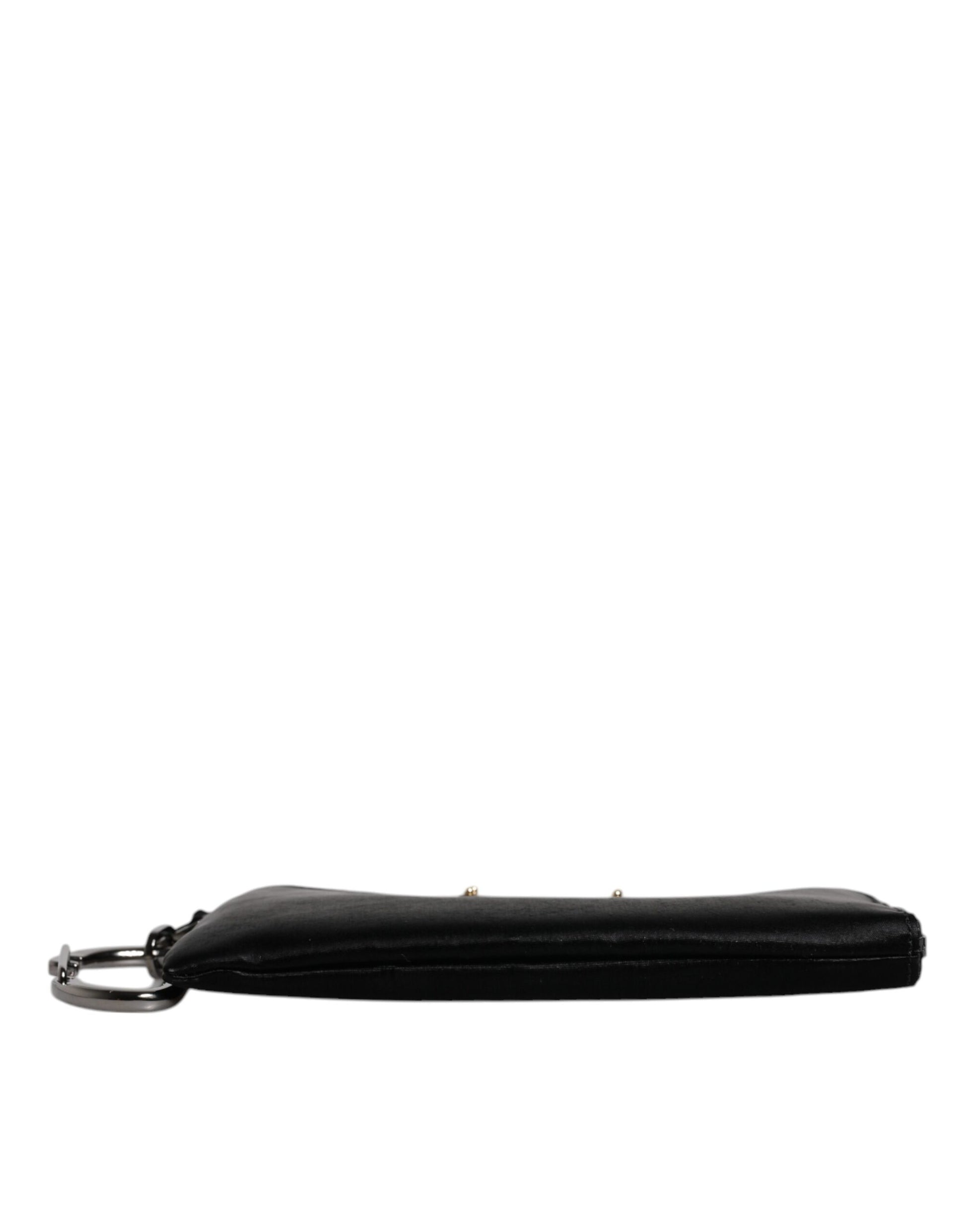 Dolce & Gabbana Black Nylon Logo Plaque Keyring Pouch Clutch Bag - ClickThatClicks 