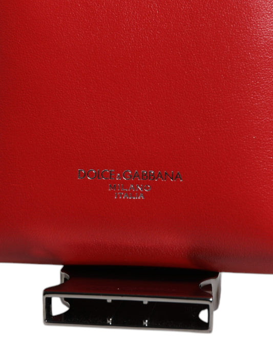 Dolce & Gabbana Red Leather Logo Zip Around Card Holder Wide Strap Wallet (Copy) - ClickThatClicks 