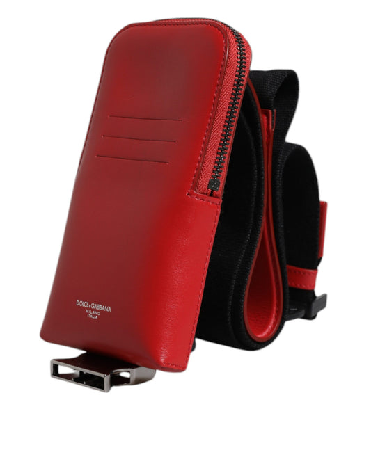 Dolce & Gabbana Red Leather Logo Zip Around Card Holder Wide Strap Wallet (Copy) - ClickThatClicks 