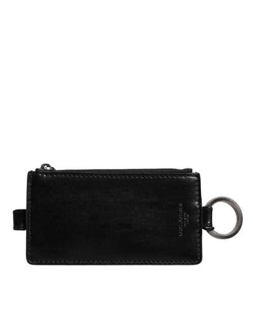 Dolce & Gabbana Black Horse Leather Lanyard Logo Card Holder Wallet - ClickThatClicks 