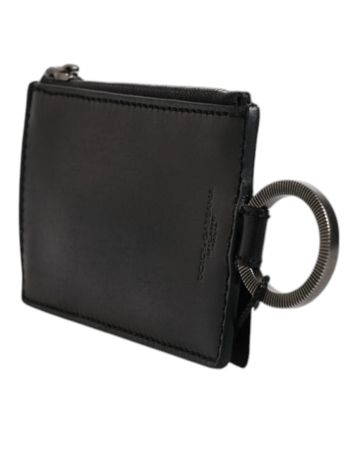 Dolce & Gabbana Black Horse Leather Lanyard Logo Card Holder Wallet - ClickThatClicks 