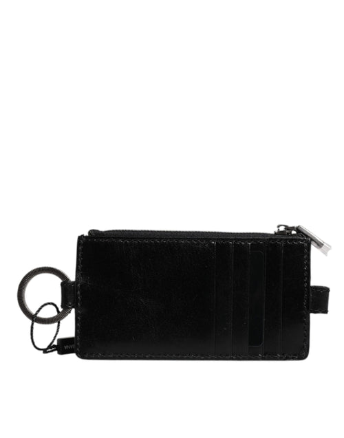 Dolce & Gabbana Black Horse Leather Lanyard Logo Card Holder Wallet - ClickThatClicks 