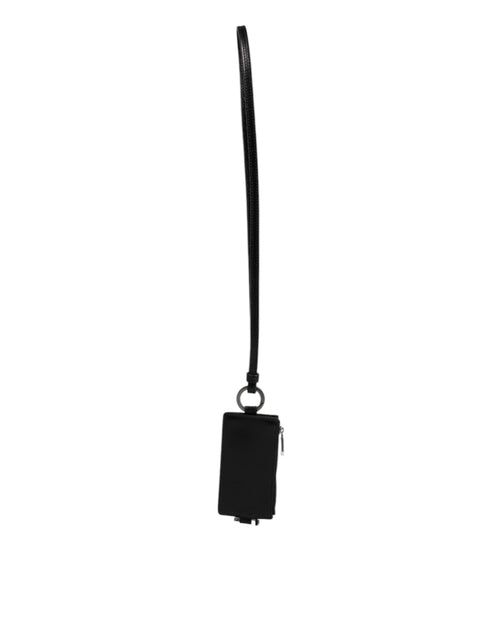 Dolce & Gabbana Black Horse Leather Lanyard Logo Card Holder Wallet - ClickThatClicks 