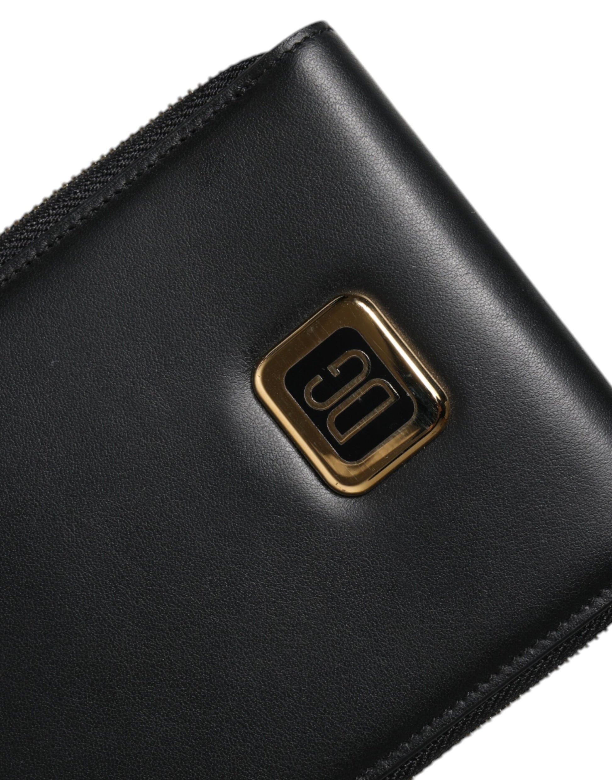 Dolce & Gabbana Black Leather Logo Plaque Neck Strap Card Coin Wallet - ClickThatClicks 