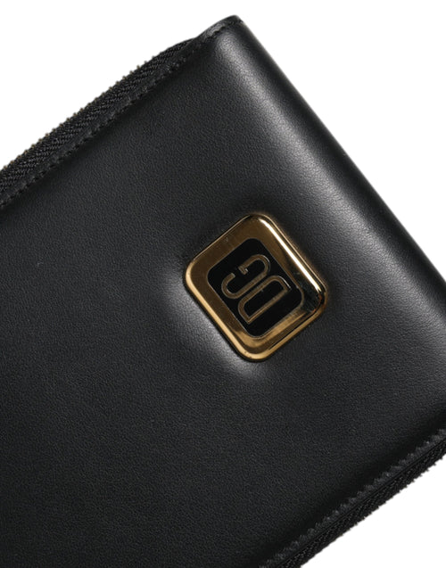 Dolce & Gabbana Black Leather Logo Plaque Neck Strap Card Coin Wallet - ClickThatClicks 