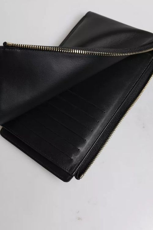 Dolce & Gabbana Black Leather Logo Plaque Neck Strap Card Coin Wallet - ClickThatClicks 