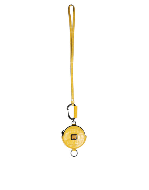 Dolce & Gabbana Yellow Round Leather DG Logo Coin Purse Lanyard Wallet - ClickThatClicks 