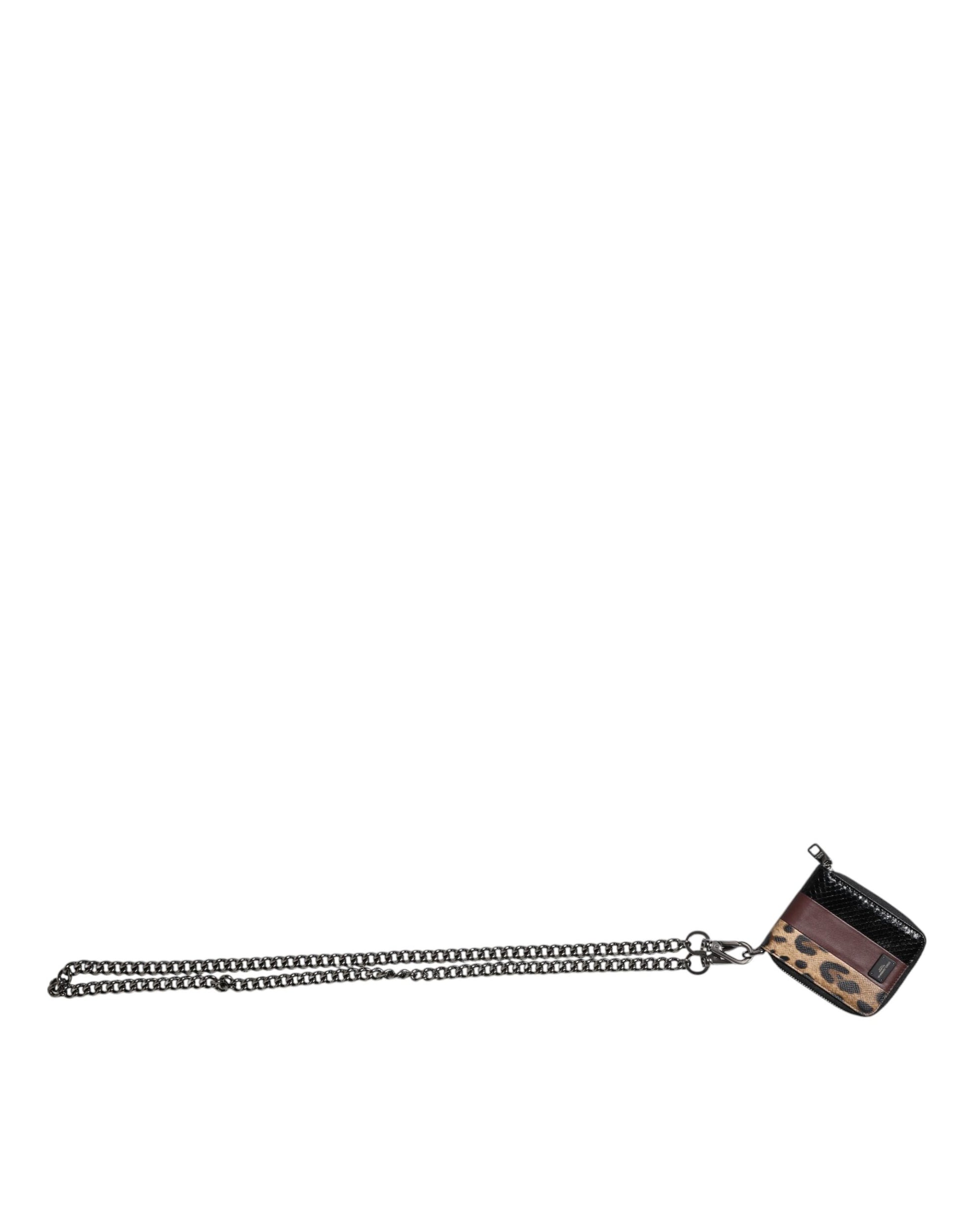 Dolce & Gabbana Multicolor Leopard Leather DG Bifold Card Holder Wallet - ClickThatClicks 