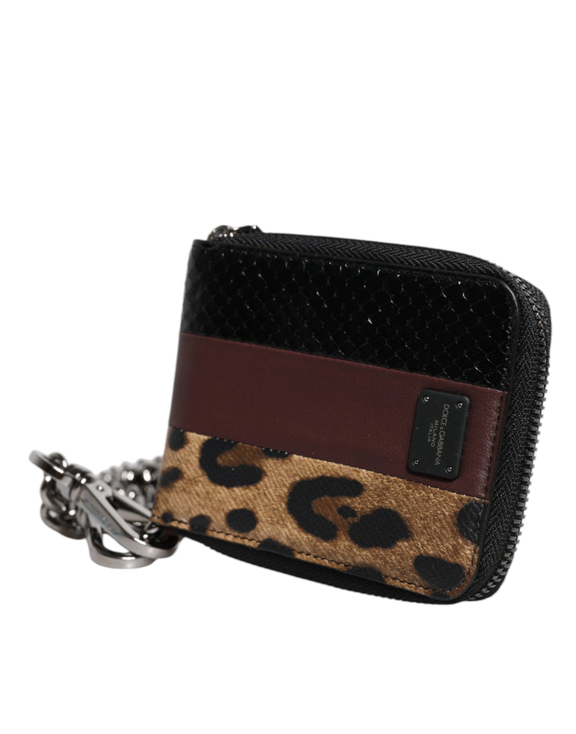 Dolce & Gabbana Multicolor Leopard Leather DG Bifold Card Holder Wallet - ClickThatClicks 