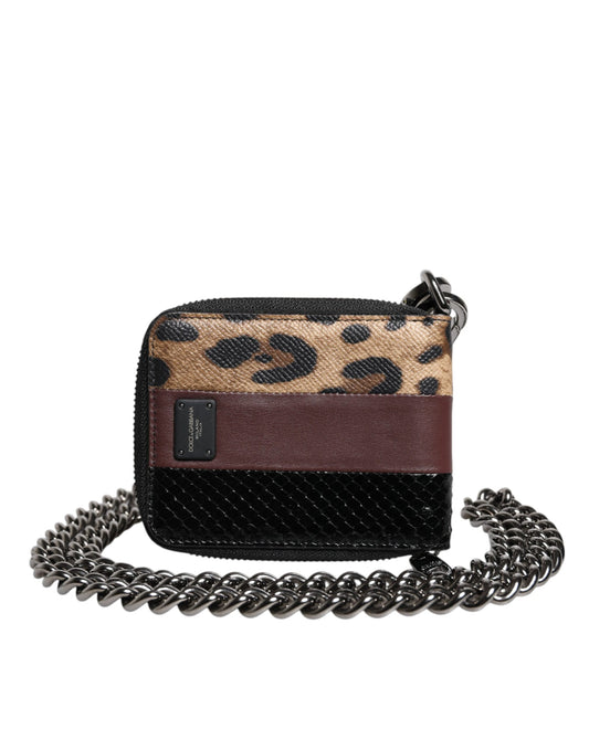 Dolce & Gabbana Multicolor Leopard Leather DG Bifold Card Holder Wallet - ClickThatClicks 