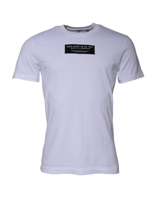 Dolce & Gabbana White Logo Print Cotton Crew Neck T-shirt - ClickThatClicks 