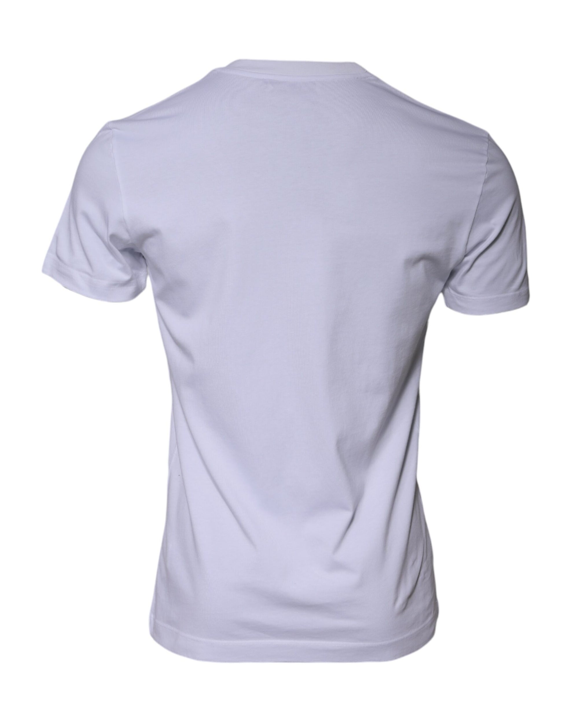 Dolce & Gabbana White Logo Print Cotton Crew Neck T-shirt - ClickThatClicks 