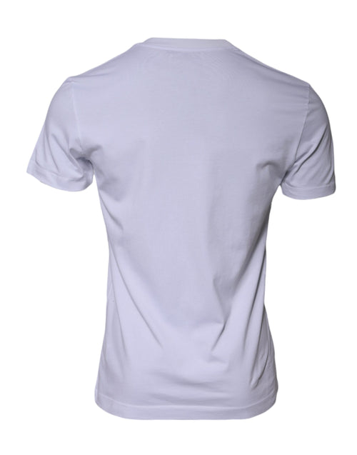 Dolce & Gabbana White Logo Print Cotton Crew Neck T-shirt - ClickThatClicks 