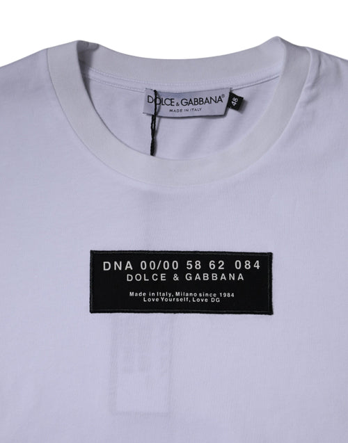 Dolce & Gabbana White Logo Print Cotton Crew Neck T-shirt - ClickThatClicks 