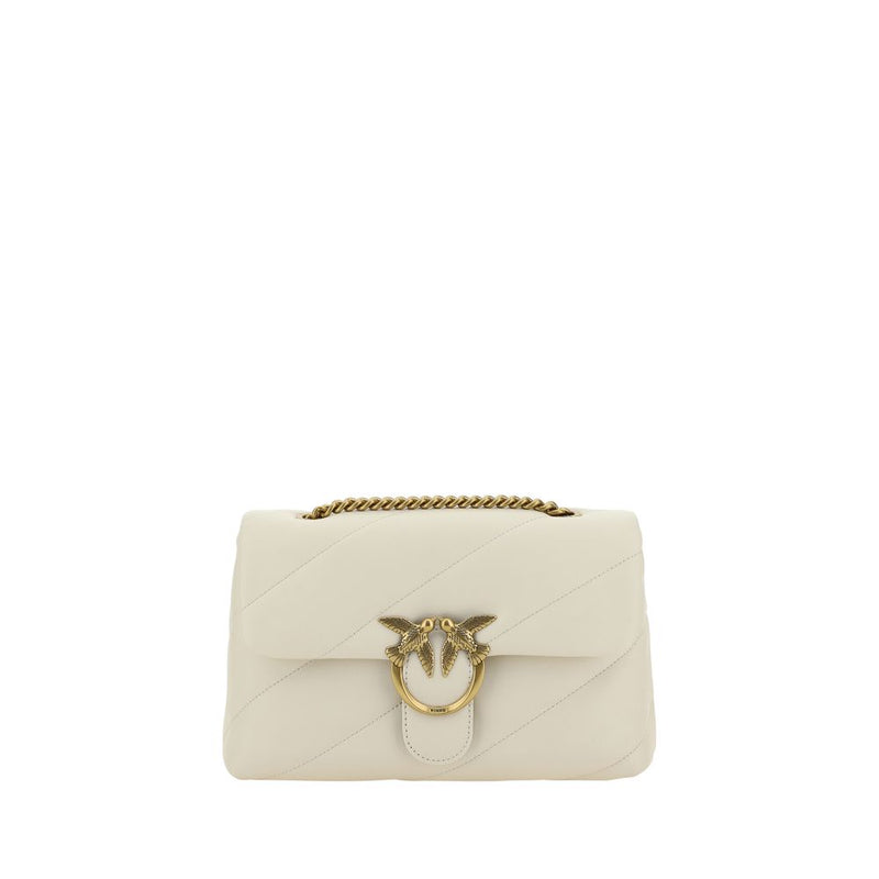 PINKO White Calf Leather Bos Taurus Shoulder Bag