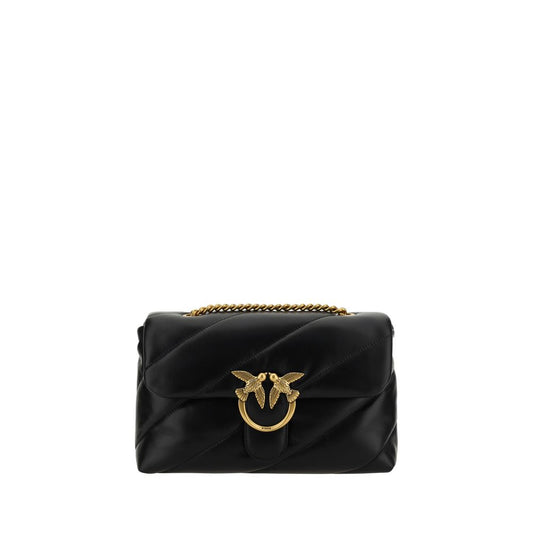 PINKO Black Calf Leather Bos Taurus Shoulder Bag - ClickThatClicks 