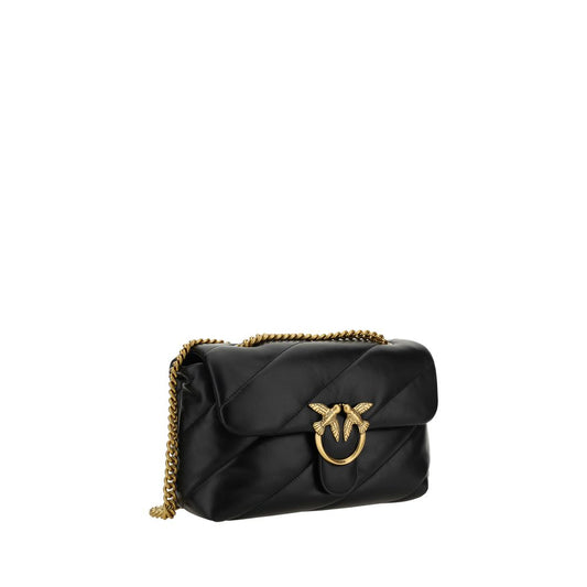 PINKO Black Calf Leather Bos Taurus Shoulder Bag - ClickThatClicks 