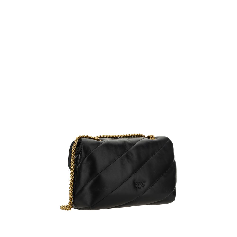PINKO Black Calf Leather Bos Taurus Shoulder Bag - ClickThatClicks 