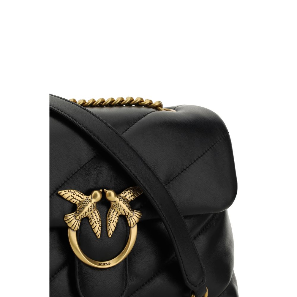 PINKO Black Calf Leather Bos Taurus Shoulder Bag - ClickThatClicks 