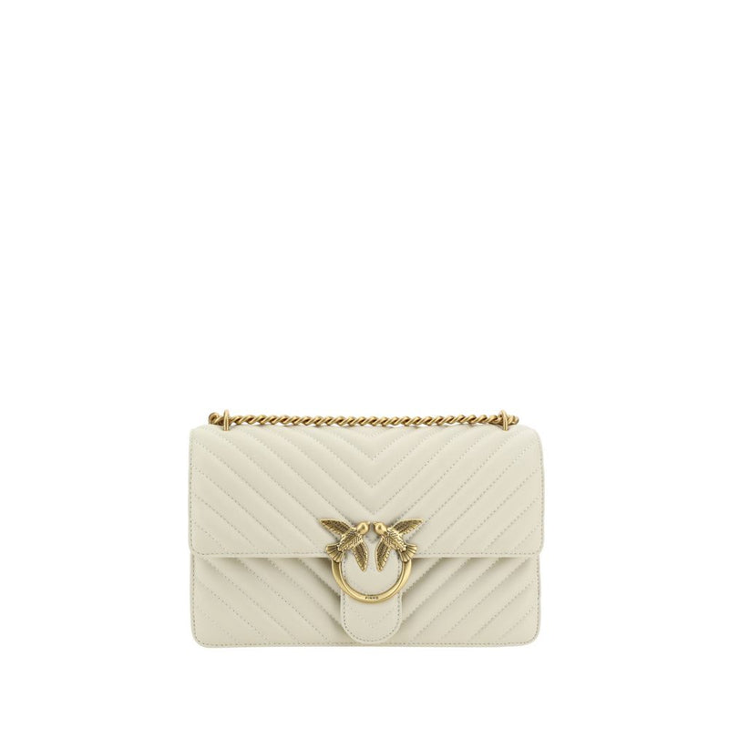 PINKO White Calf Leather Bos Taurus Shoulder Bag