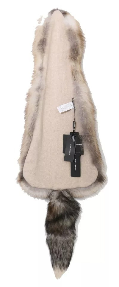 Dolce & Gabbana Brown Fox Tail Fur Shawl Neck Wrap Cover Collar Scarf - ClickThatClicks 