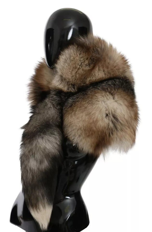 Dolce & Gabbana Brown Fox Tail Fur Shawl Neck Wrap Cover Collar Scarf - ClickThatClicks 