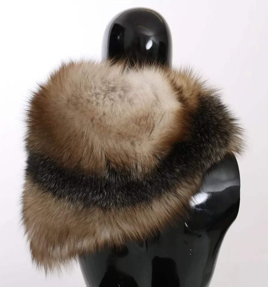Dolce & Gabbana Brown Fox Tail Fur Shawl Neck Wrap Cover Collar Scarf - ClickThatClicks 